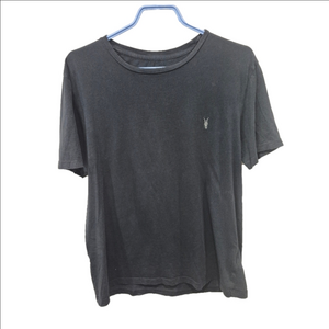 ​AllSaints Tonic Crew T-Shirt Black Size Large Ramskull Logo Embroidery